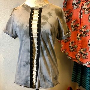 Affliction Cutout Rivet Tie Dye T Shirt